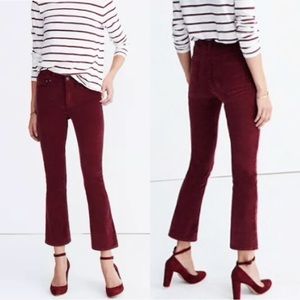 Madewell Cali Demi Boot Cabernet Valvet Pants